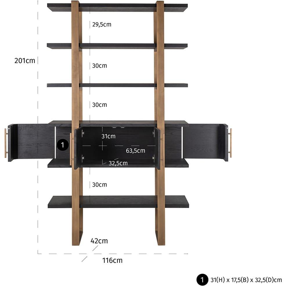 mutoni Étagère murale Cambon brun foncé doré brossé 116  