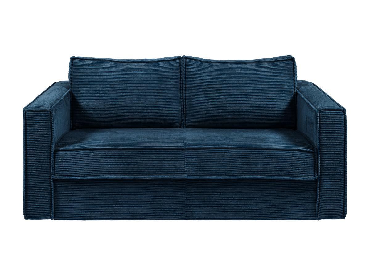 Vente-unique Schlafsofa mit Matratze 4-Sitzer - Cord - Blau - Liegefläche 160 cm - Matratze 14 cm - LORETO  
