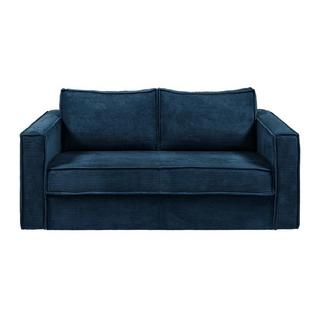 Vente-unique Schlafsofa mit Matratze 4-Sitzer - Cord - Blau - Liegefläche 160 cm - Matratze 14 cm - LORETO  