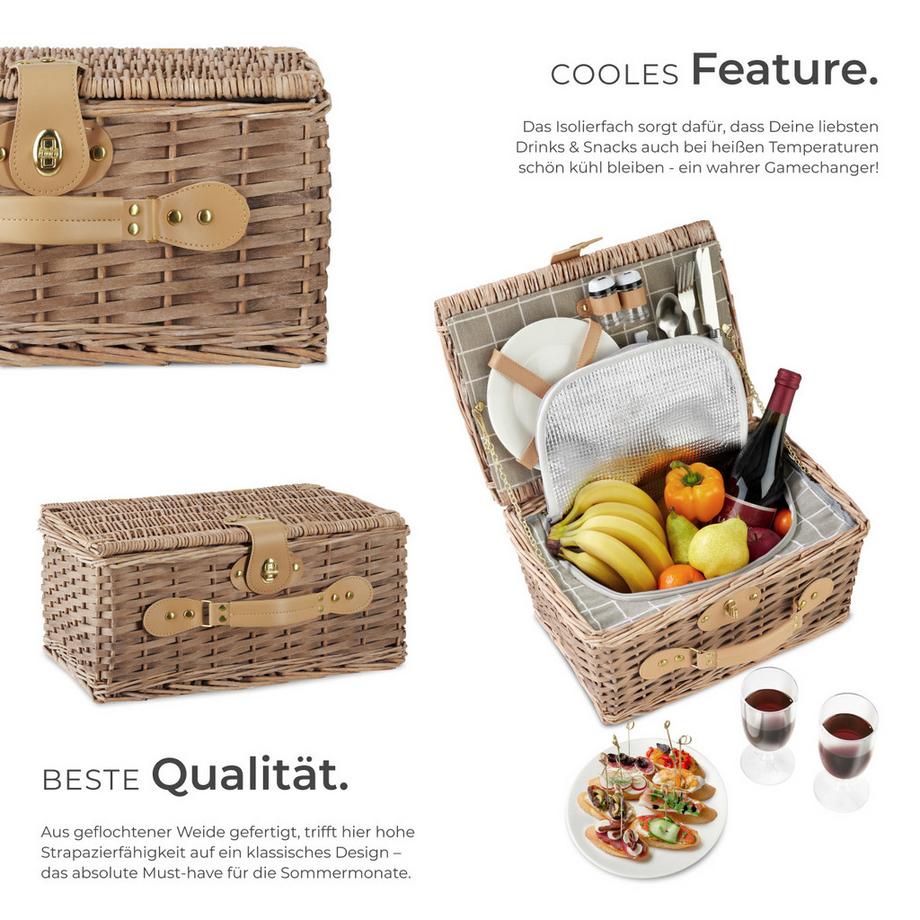 Tectake  Panier pique-nique LANGEOOG pour 2 personnes 