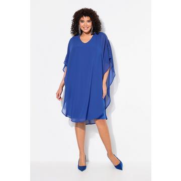 Robe en mousseline, multicouche, col V, manches 3/4