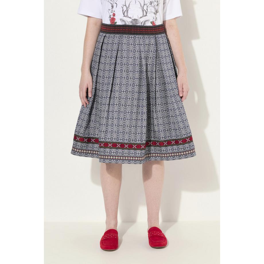 Ulla Popken Gonna Jacquard A-Line Trachten Nastro Decorativo  