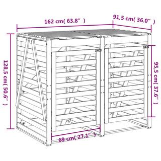 VidaXL Abri pour poubelles double à roulettes bois de douglas  