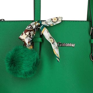 Gallantry  Borsa shopper con pompon e foulard verde 