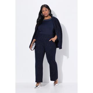 Ulla Popken Jacquard Jersey Gamba Dritta Larga Pantaloni Vita Elastica  