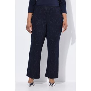 Ulla Popken Jacquard Jersey Gamba Dritta Larga Pantaloni Vita Elastica  