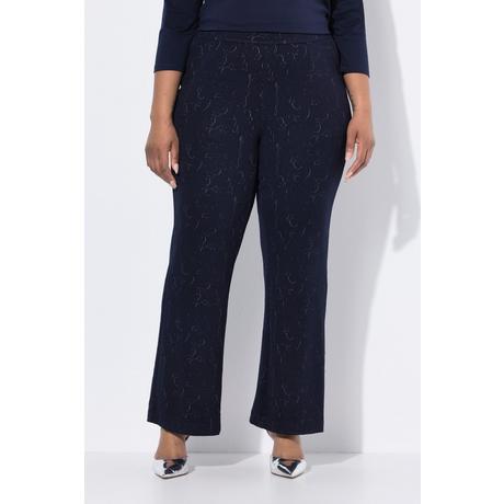 Ulla Popken Jacquard Jersey Gamba Dritta Larga Pantaloni Vita Elastica  