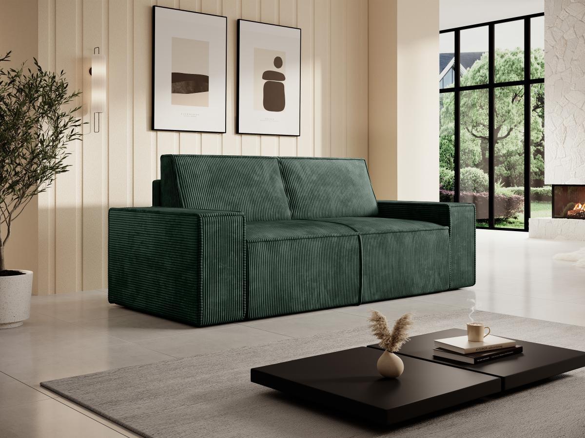 Vente-unique Sofa 2-Sitzer - Cord - Tannengrün - AMELIA  