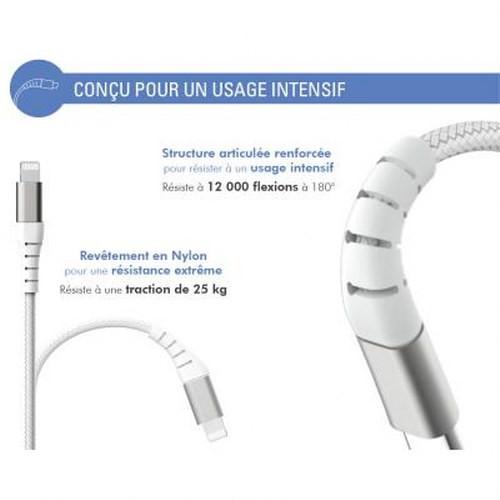 Force Power  Kabel USB A/Lightning 3m - 2.4A Blanc 