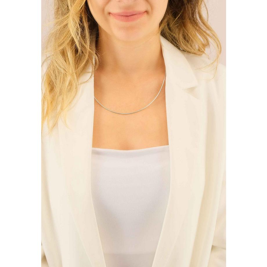 MUAU Schmuck  Collier Omega Glied Weissgold 750, 1mm, 50cm 