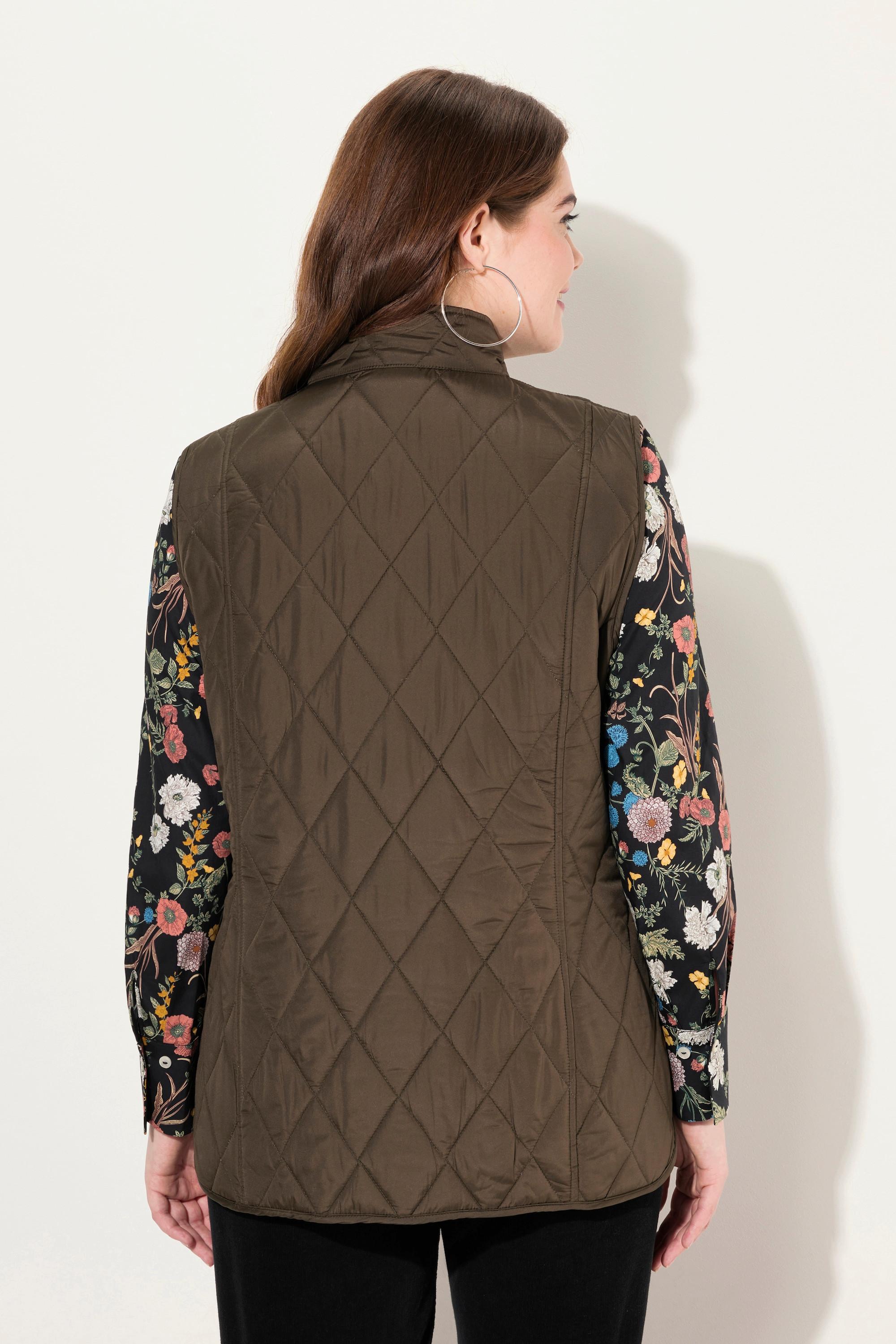 Ulla Popken Gilet Matelassé Déperlant Doublure Faisans Sans Manches  