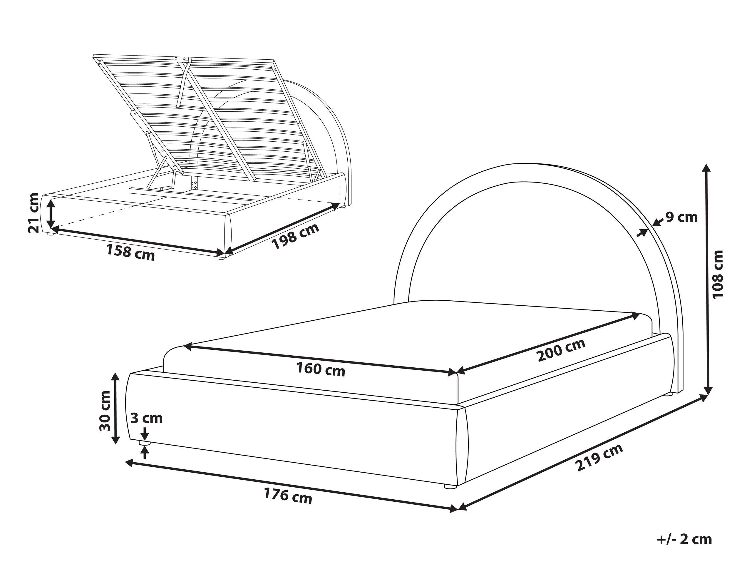 Beliani Lit ottoman en Tissu Moderne MOUZON  