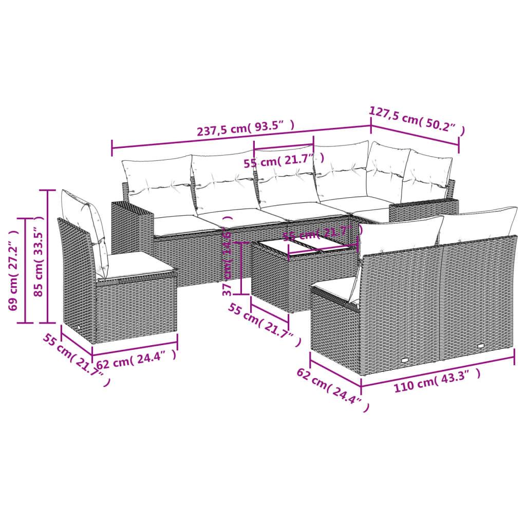 VidaXL Ensemble de canapés de jardin rotin synthétique  