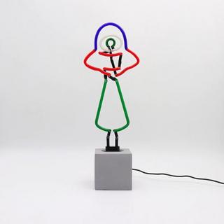 Locomocean Lampe de table en verre néon avec socle en béton - UFO  