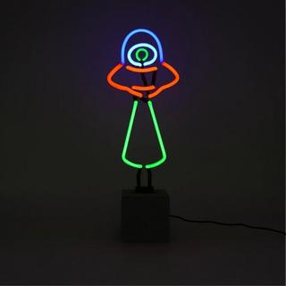 Locomocean Glas Neon Tischlampe mit Betonsockel - UFO  
