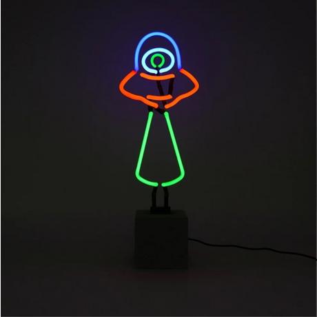 Locomocean Glas Neon Tischlampe mit Betonsockel - UFO  