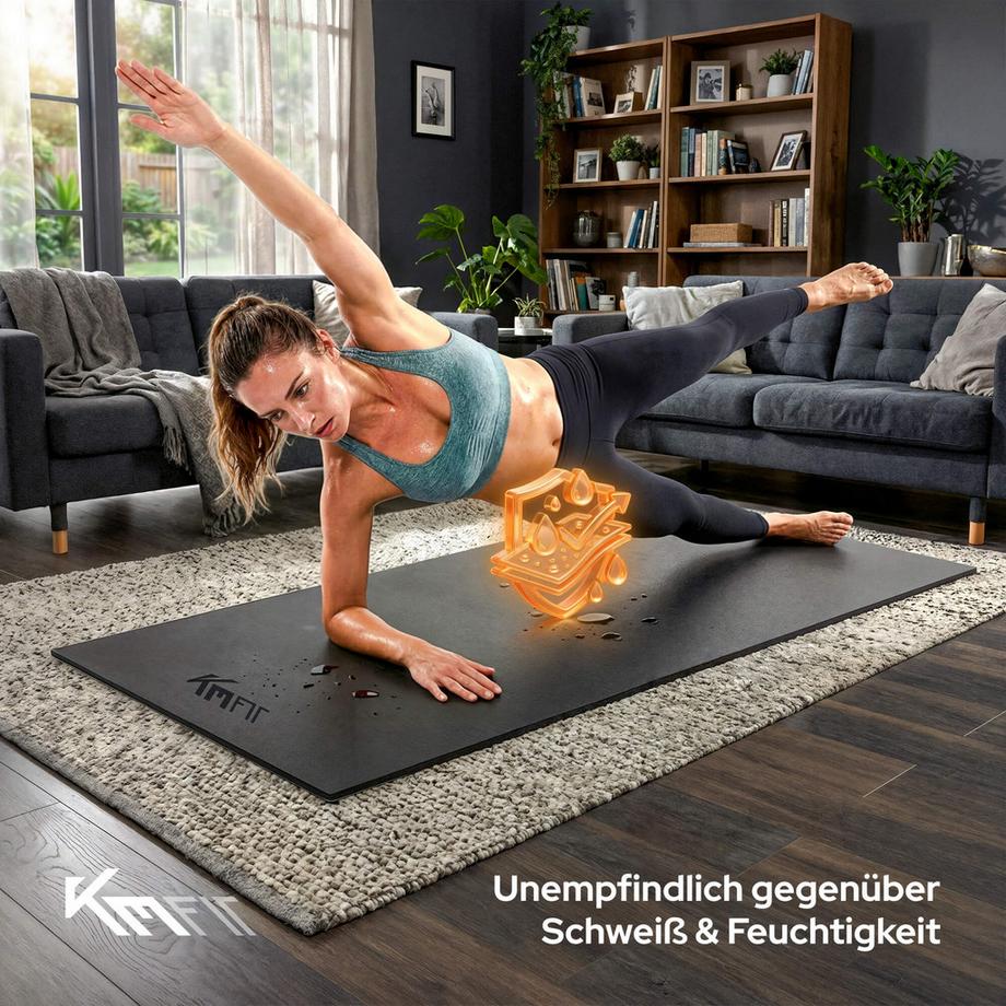 KM-Fit  Unterlegmatte Bodenschutzmatte für Fitnessgeräte Bodenmatte 