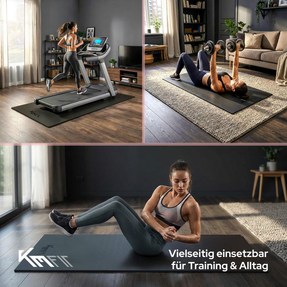 KM-Fit  Unterlegmatte Bodenschutzmatte für Fitnessgeräte Bodenmatte 
