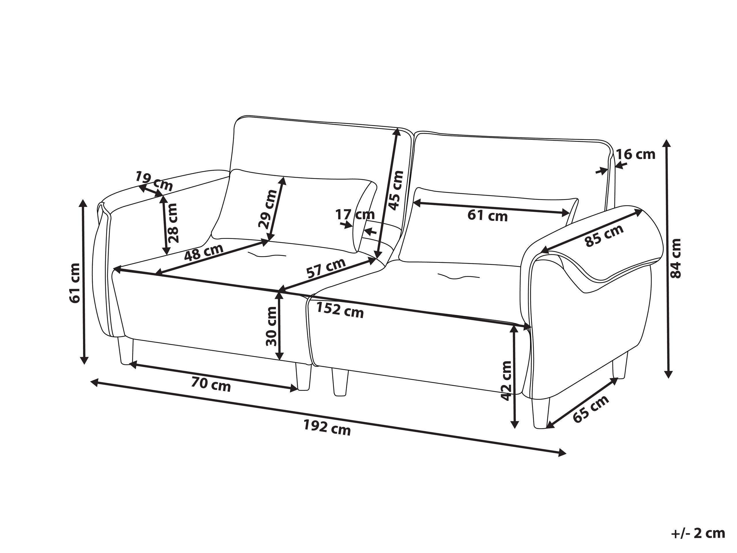 Beliani Divano 3 posti en Tessuto Moderno WETLAN  