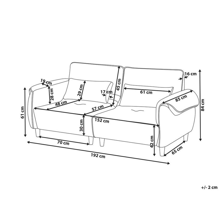 Beliani Canapé 3 places en Tissu Moderne WETLAN  