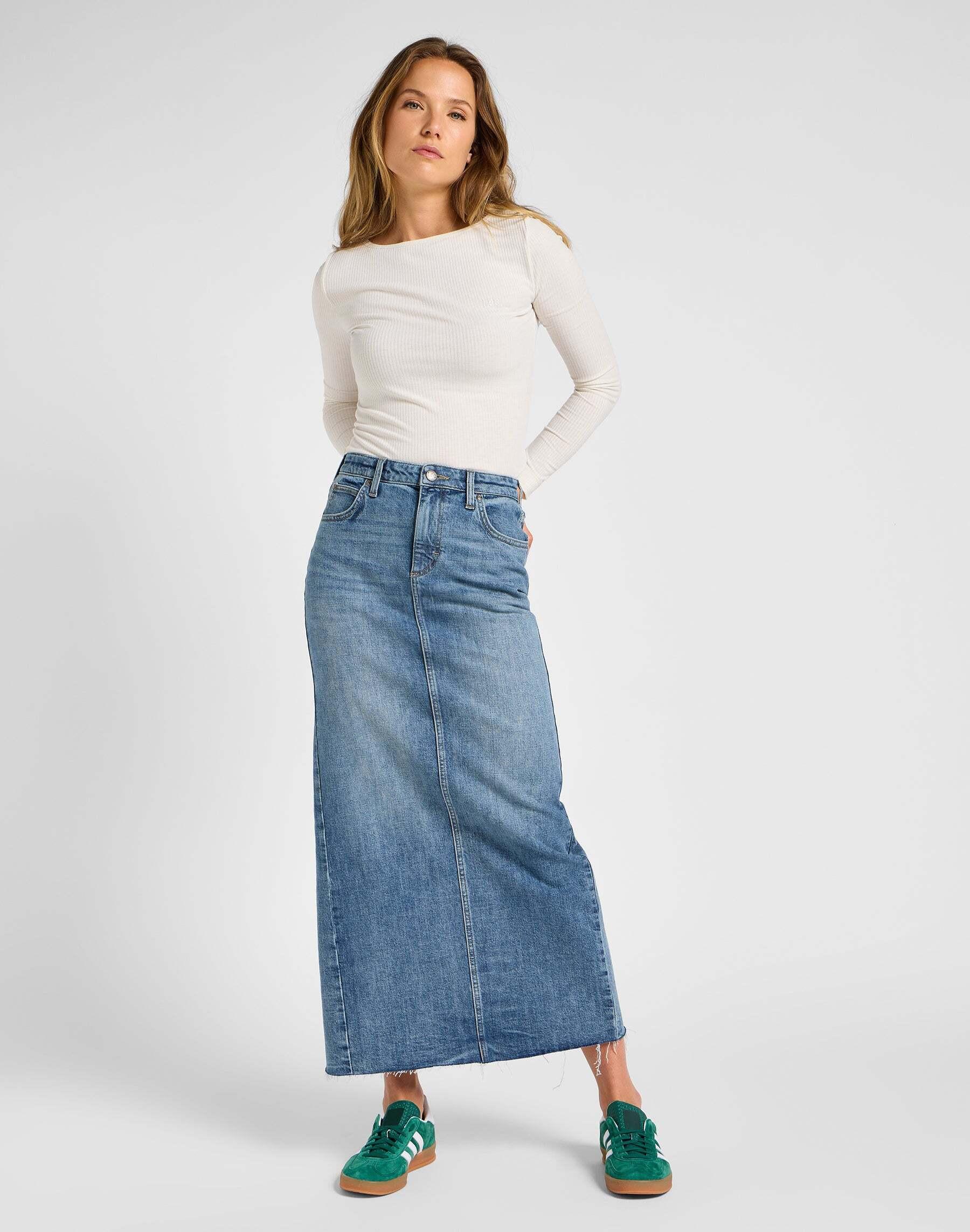 Lee  Jupe en jean Back Slit Maxi Skirt 