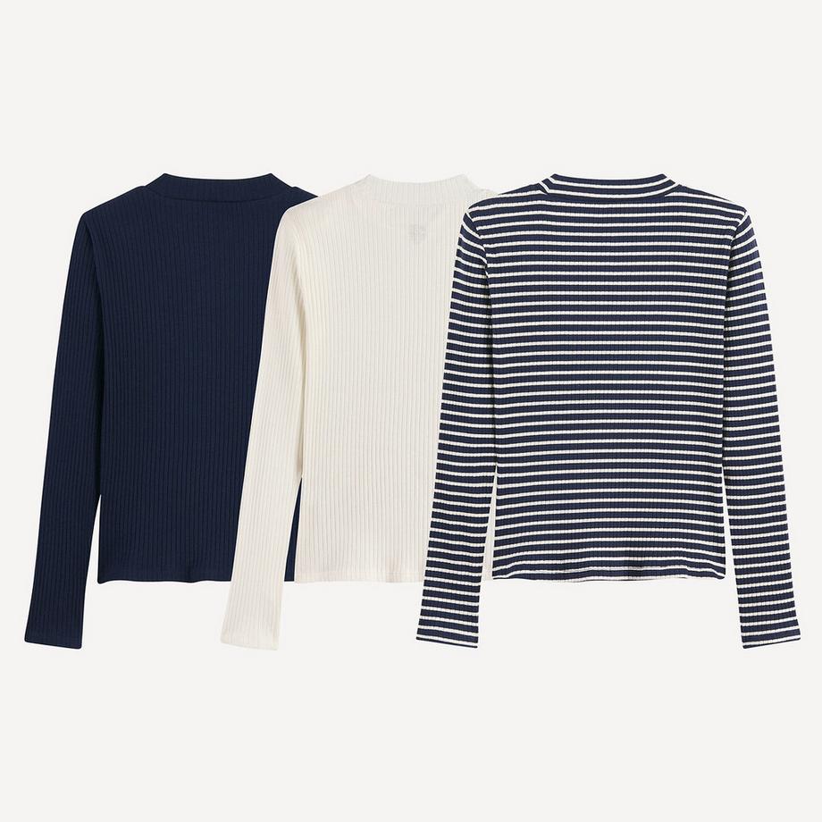 La Redoute Collections  3er-Pack Shirts mit Stehkragen 