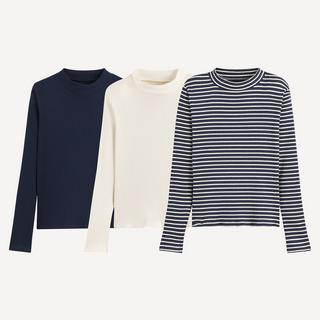 La Redoute Collections  3er-Pack Shirts mit Stehkragen 