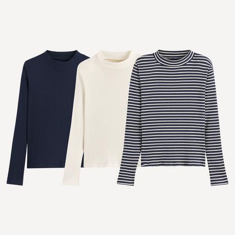 La Redoute Collections  3er-Pack Shirts mit Stehkragen 