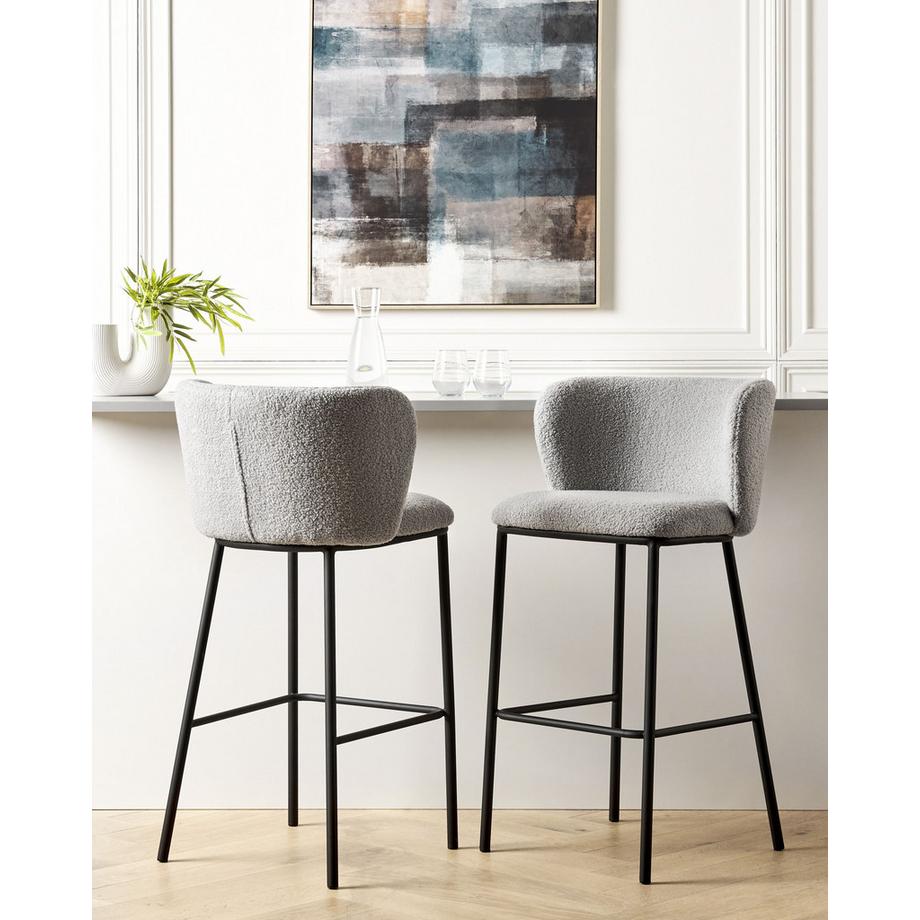 Beliani Set mit 2 Barstühlen aus Bouclé Modern MINA  