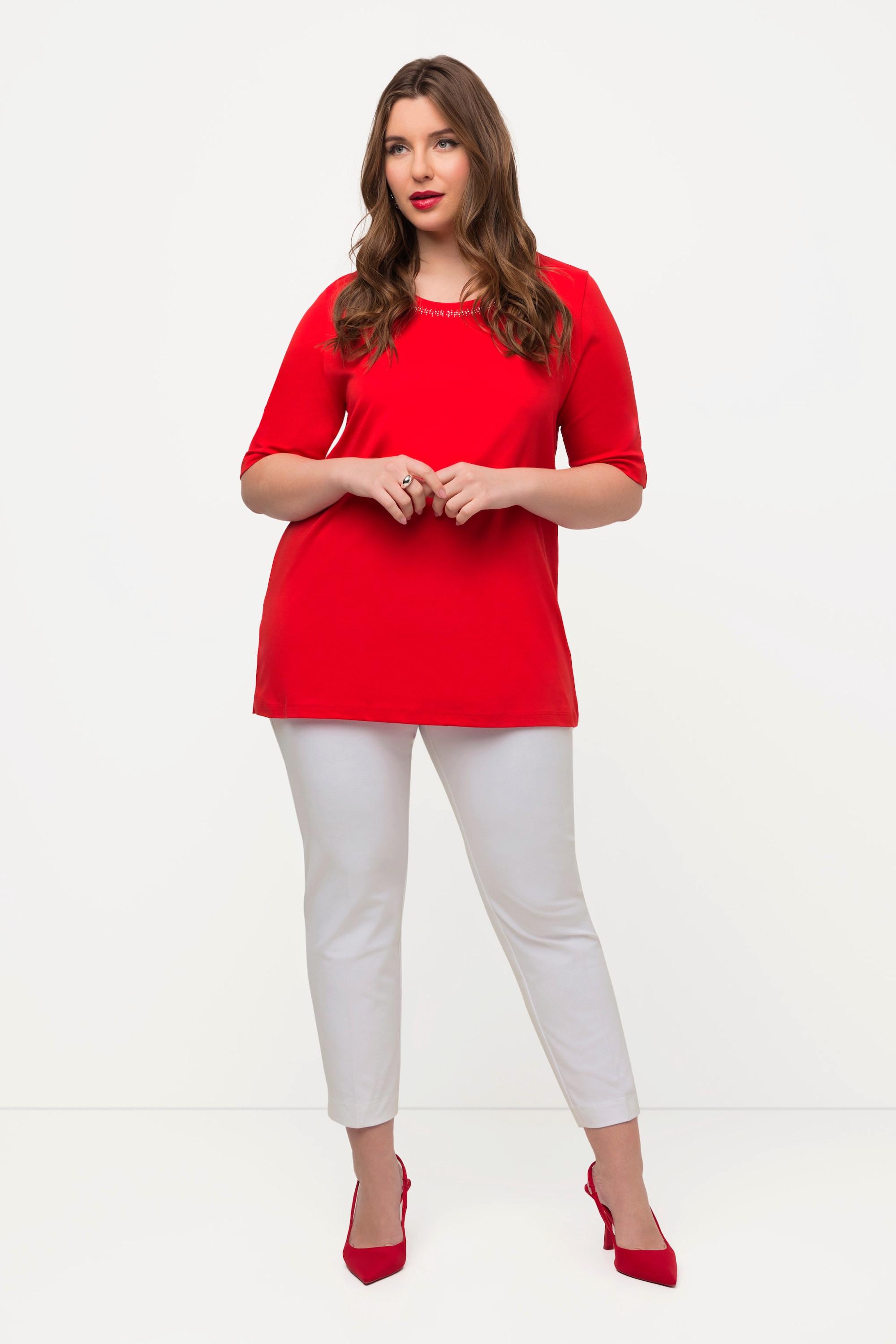 Ulla Popken Pantaloni 7/8 Gamba Slim Vita Elastica  