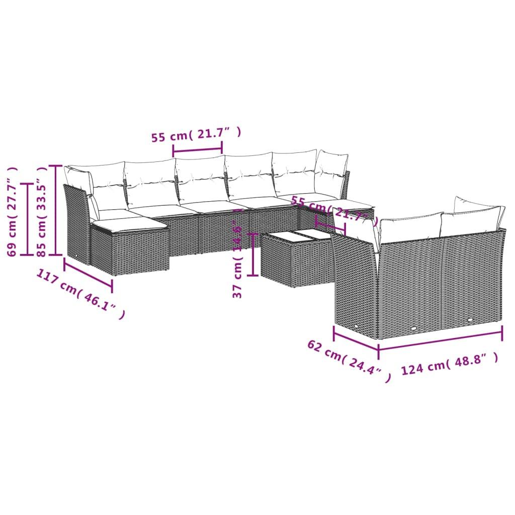 VidaXL set divano da giardino Polirattan  