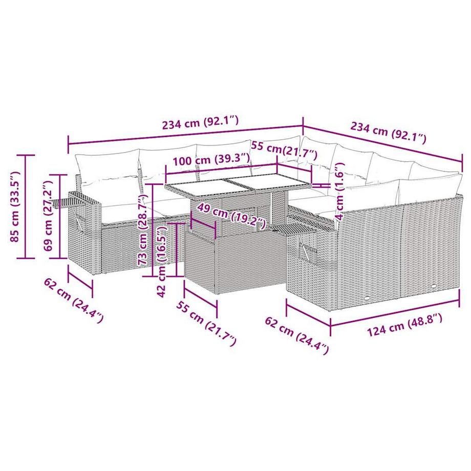 VidaXL Gartensofa set poly-rattan  