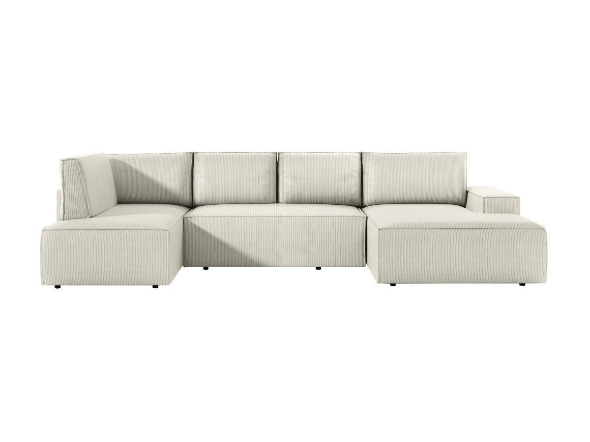 Vente-unique Große Wohnlandschaft - Ecke rechts - Mit Schlaffunktion - Cord - Beige - AMELIA  