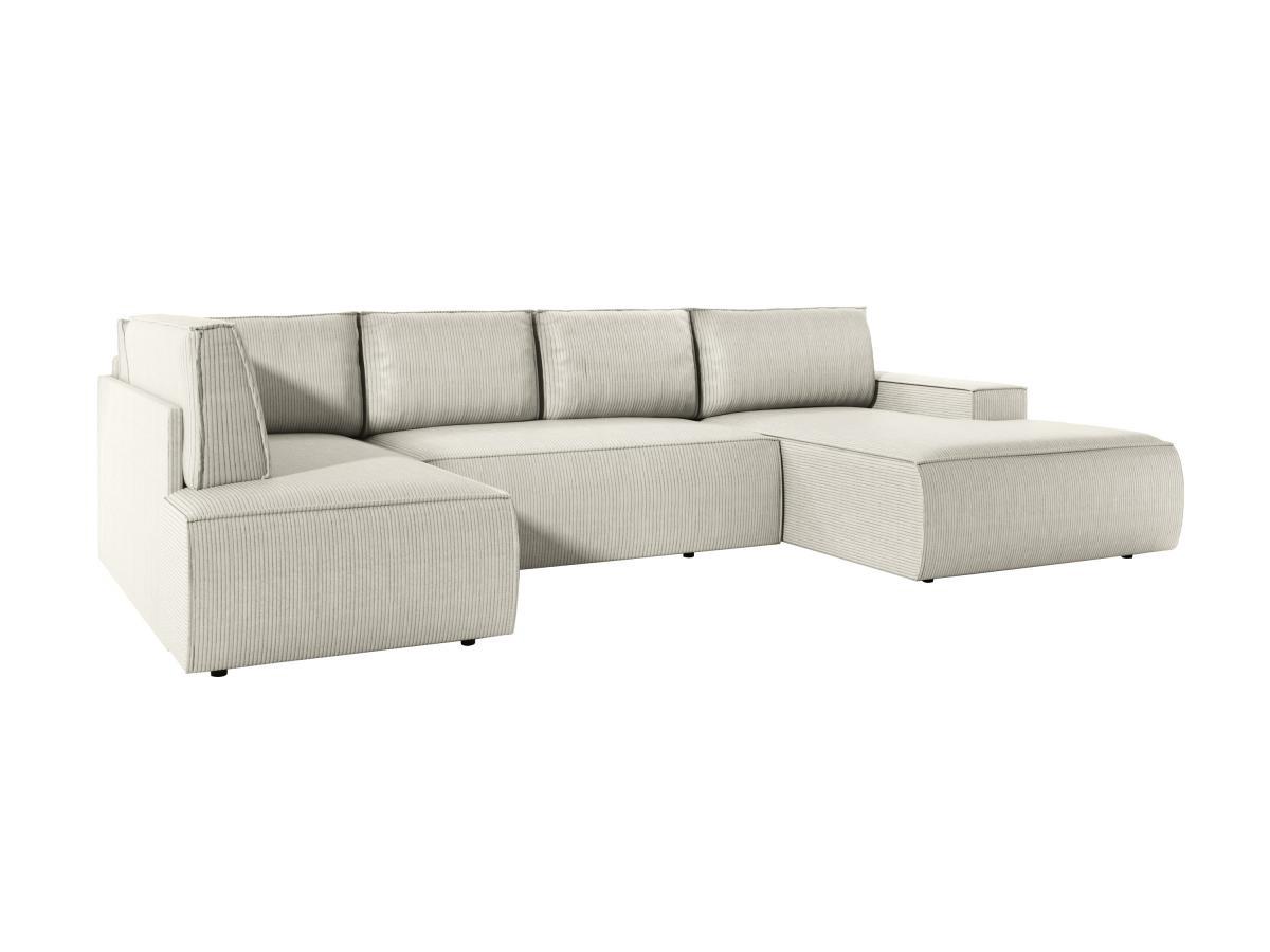 Vente-unique Große Wohnlandschaft - Ecke rechts - Mit Schlaffunktion - Cord - Beige - AMELIA  