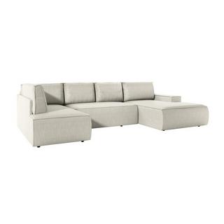 Vente-unique Große Wohnlandschaft - Ecke rechts - Mit Schlaffunktion - Cord - Beige - AMELIA  
