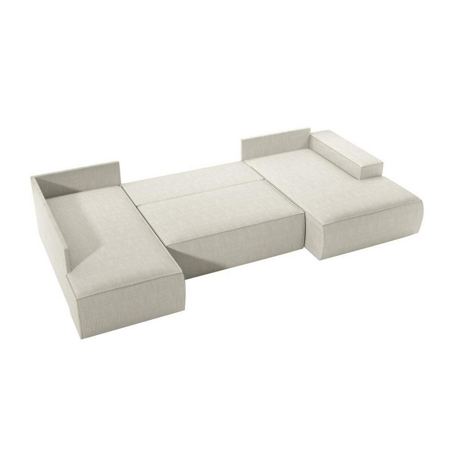 Vente-unique Große Wohnlandschaft - Ecke rechts - Mit Schlaffunktion - Cord - Beige - AMELIA  