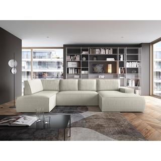Vente-unique Große Wohnlandschaft - Ecke rechts - Mit Schlaffunktion - Cord - Beige - AMELIA  