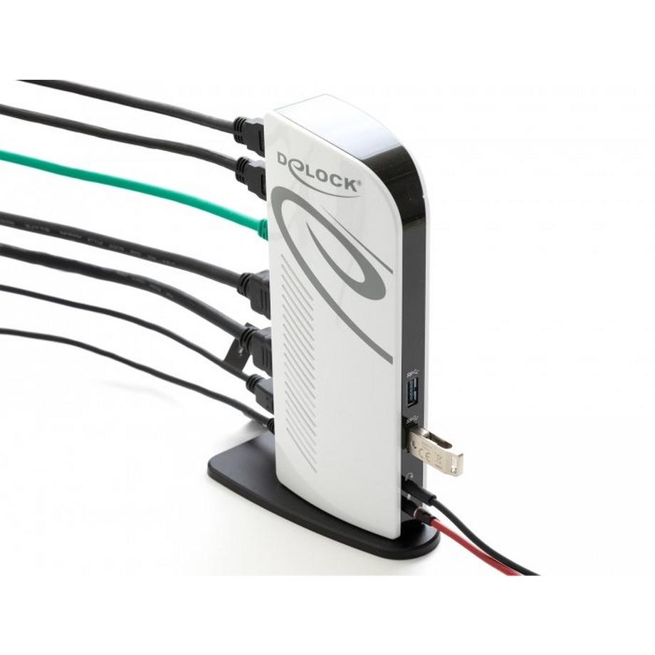 DeLock  87771 Notebook-Dockingstation & Portreplikator Kabelgebunden Schwarz, Weiß 