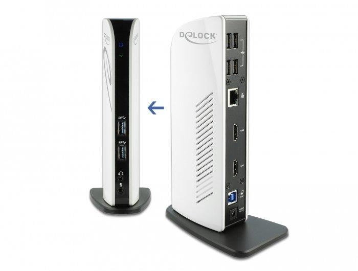 DeLock  87771 replicatore di porte e docking station per notebook Cablato Nero, Bianco 