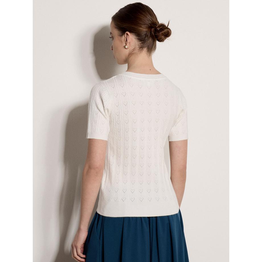 APRICOT T-shirt en maille pointelle à cœurs  