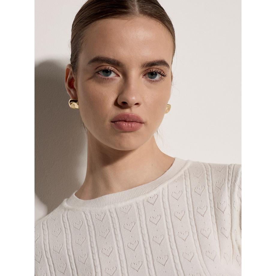 APRICOT T-shirt en maille pointelle à cœurs  