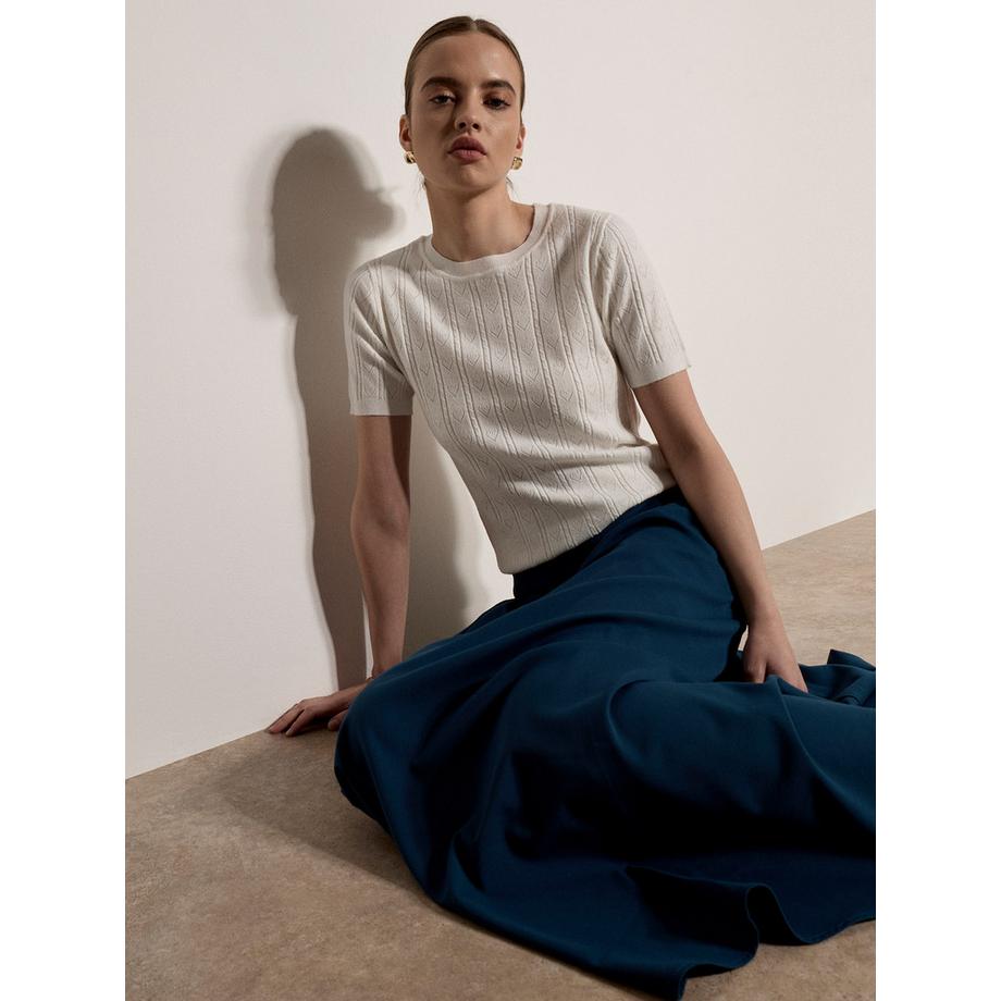 APRICOT T-shirt en maille pointelle à cœurs  