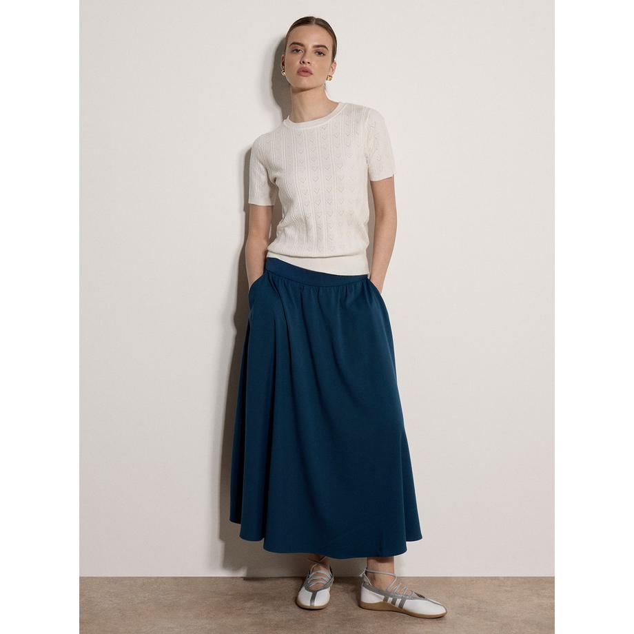 Pointelle-Herzen-Strick-T-Shirt
