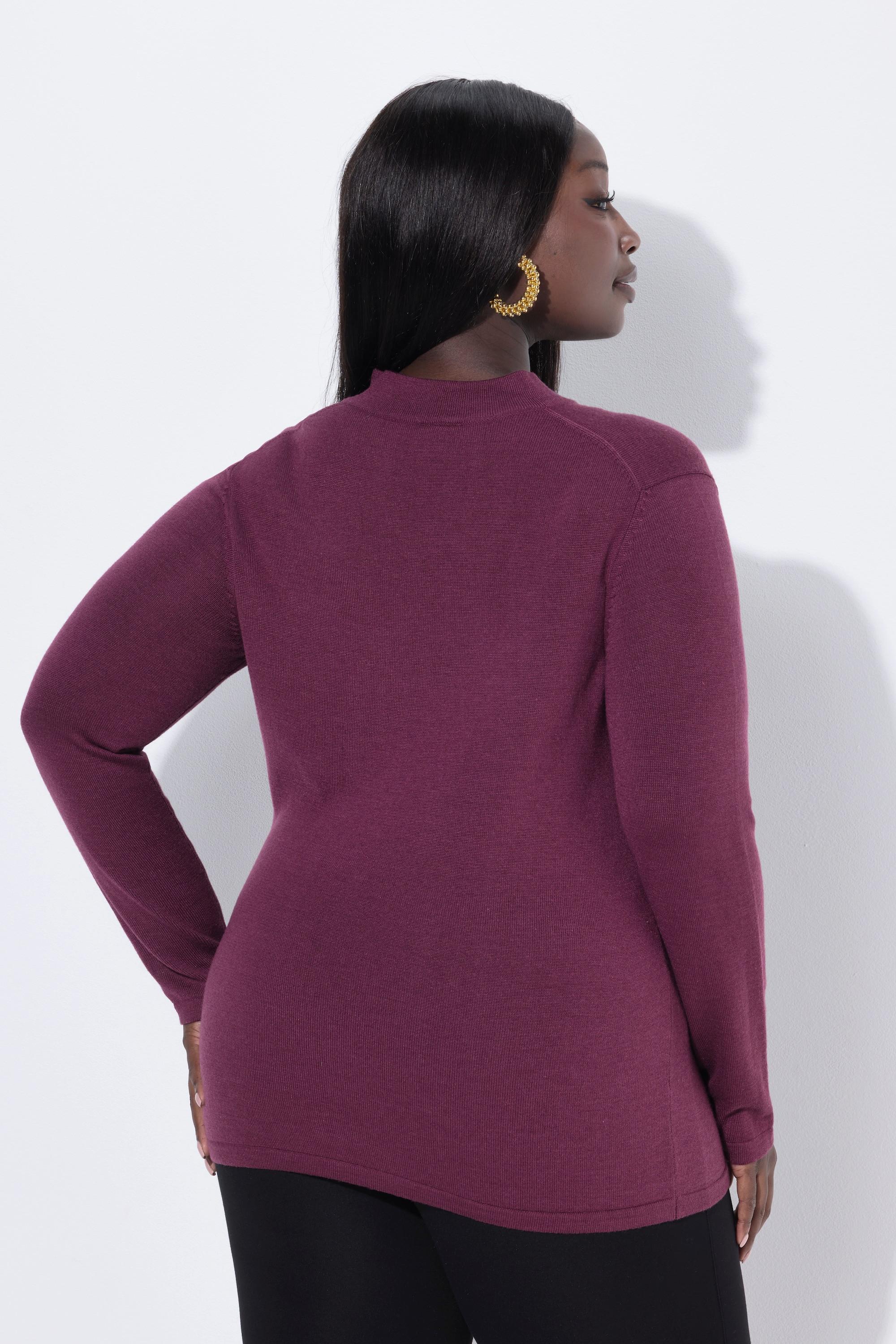 Ulla Popken Maglione Misto Seta Collo Montante Maniche Lunghe  