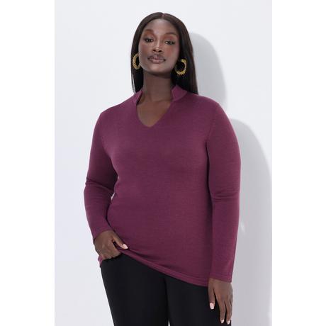 Ulla Popken Maglione Misto Seta Collo Montante Maniche Lunghe  