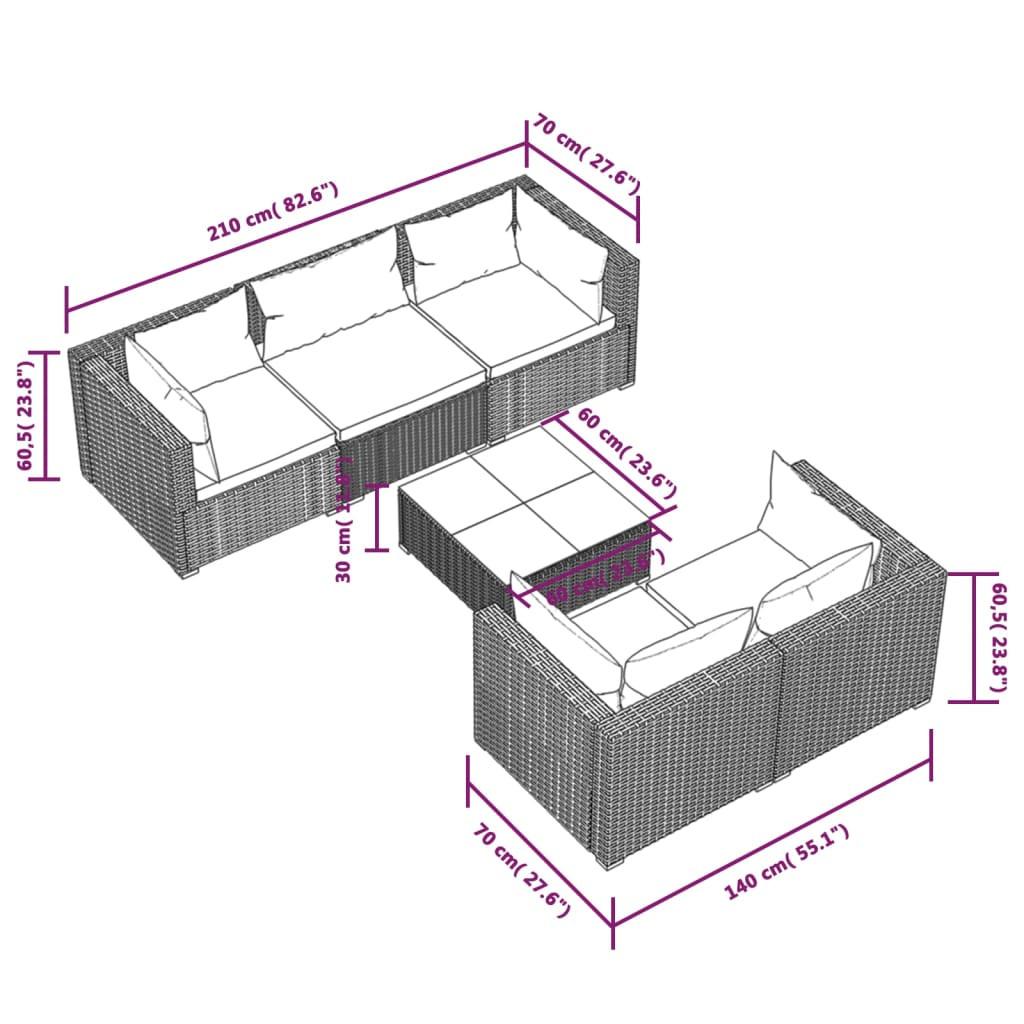 VidaXL Garten-lounge-set poly-rattan  