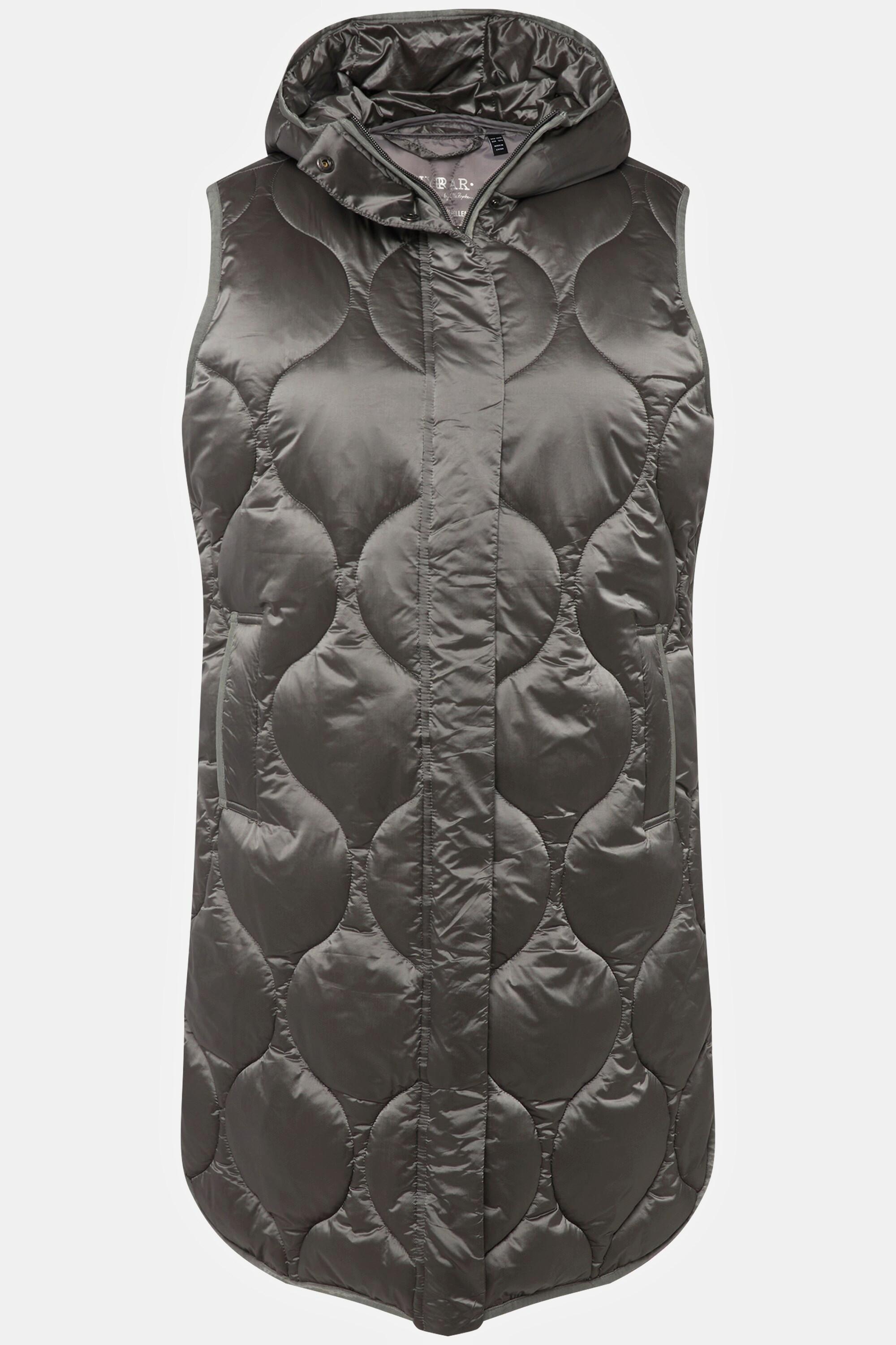 Ulla Popken  Long gilet matelassé HYPRAR, fermeture éclair à double curseur, matière imperméable 