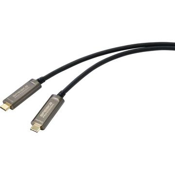 SpeaKa Professional Câble à fibres optiques hybride USB-C mâle vers USB-C mâle, 15 m