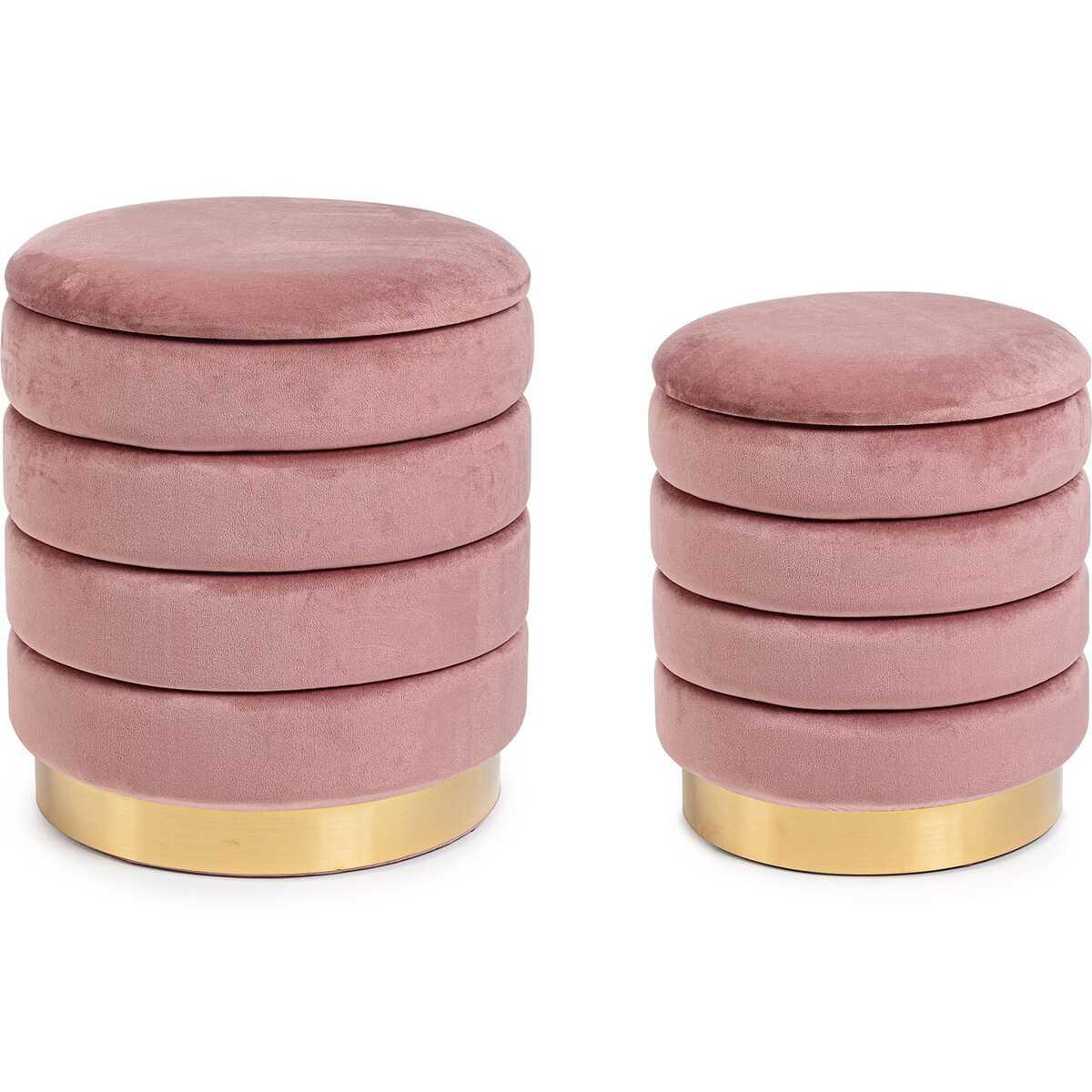 mutoni Pouf con contenitore Darina Rosa antico 36x38 (set di 2)  