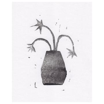 Lino Print 1 / Flowers In A Vase - 70x100 cm